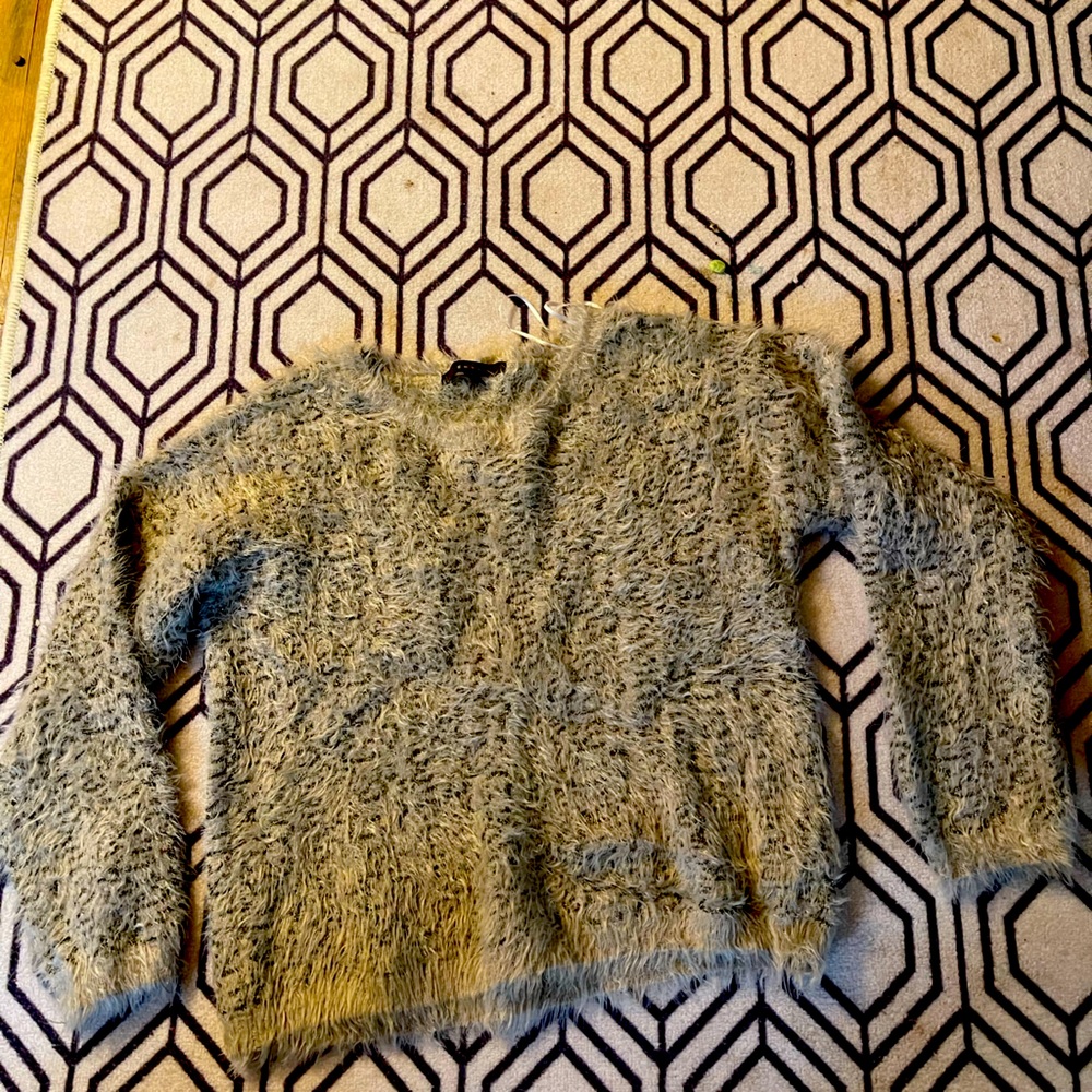 Almond and tan sweater with gold flecks, CL Fever